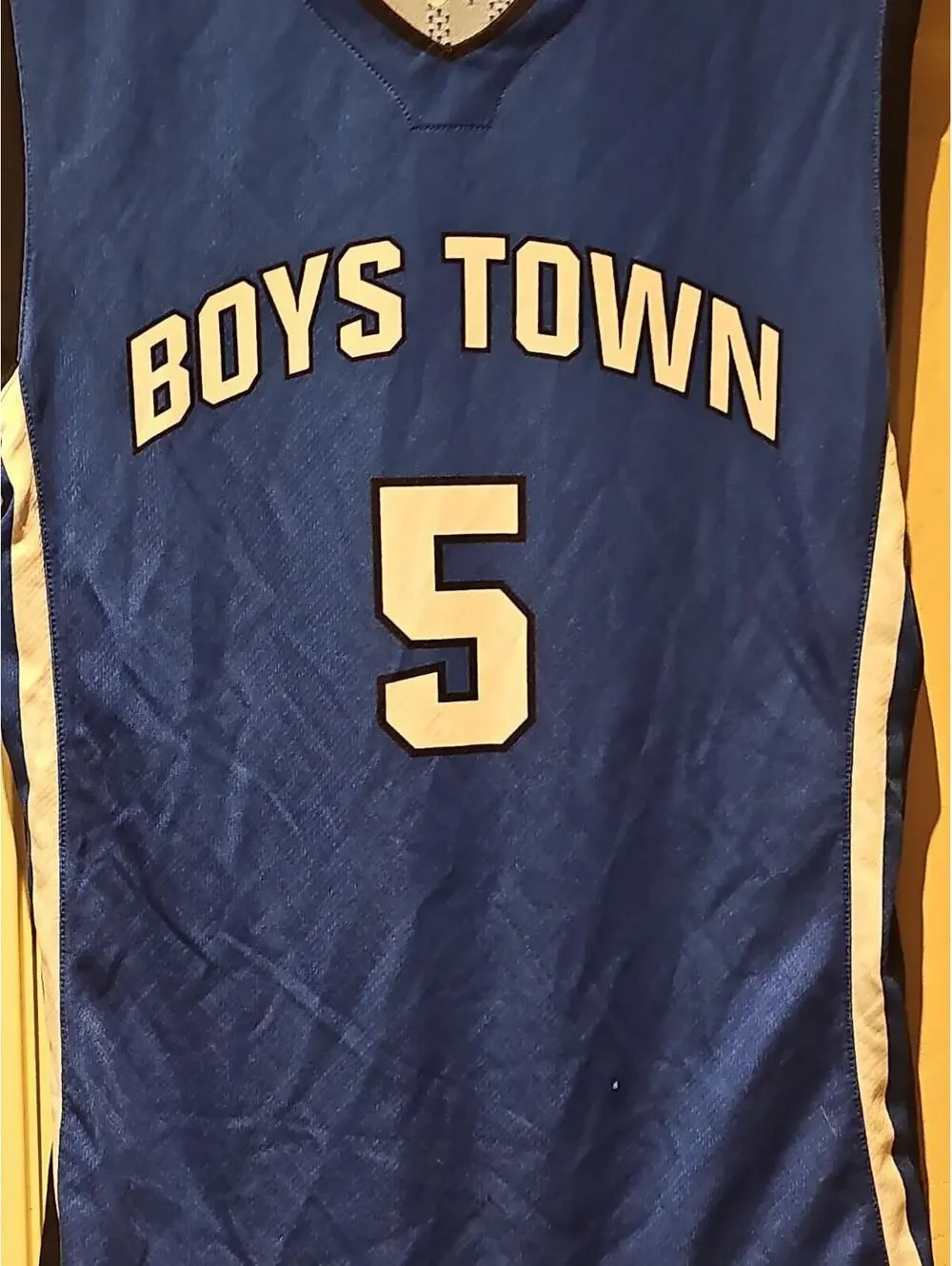 Nike Basketball Jersey Mens M Blue Boys Town #5 Team Mesh Sleeveless